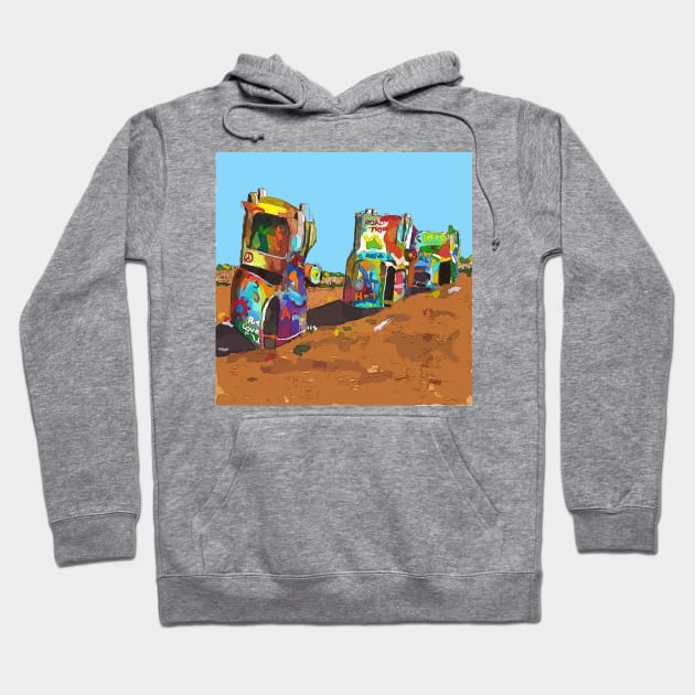 Cadillac Ranch, Route 66 Hoodie by WelshDesigns